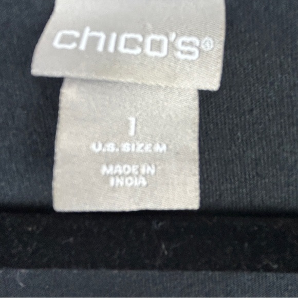Chico's Embroidered Scenic Long Sleeve Cotton Modal Tee Medium Black - Picture 8 of 14